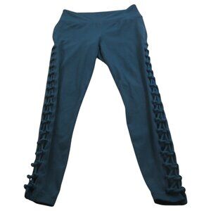 New Balance Active Leggings Womens Teal Lace‎ Up Tights Athletic Yoga High Waist
